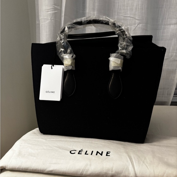 Celine Black and Navy wool and leather Bag - Picture 12 of 14